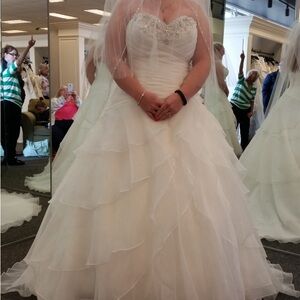 Elegant White Wedding Dress with Veil